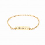 Maxi bracelet plaque gravéé "Madame" or noir