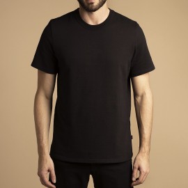 T-shirt Romain col rond noir manches courtes