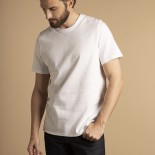 T-shirt Romain col rond blanc manches courtes