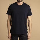 T-shirt Romain col rond bleu manches courtes