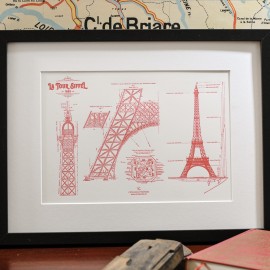 Affiche plan original de la Tour Eiffel (détails)
