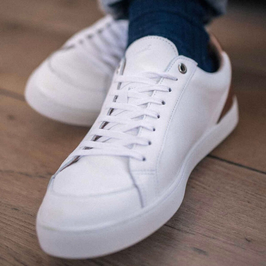 Men's white and camel sneakers made in France by montlimart – L